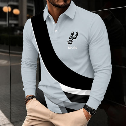 [HOT DEAL] NEW CUSTOMIZED NBA23 SAS SAN ANTONIO SPURS MEN LONG SLEEVE POLO