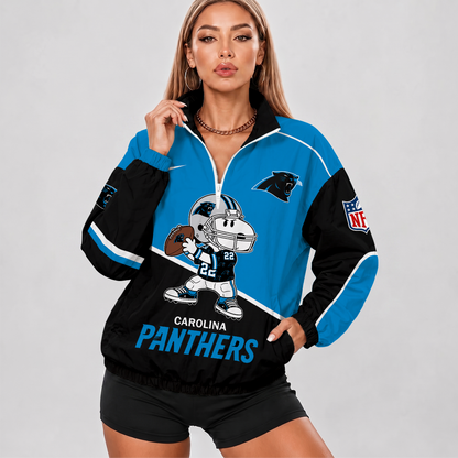 [SPECIAL OFFER] NEW CUSTOMIZED NFL23 CLP CAROLINA PANTHERS V-NECK ZIPPER SWEATSHIRT JACKET