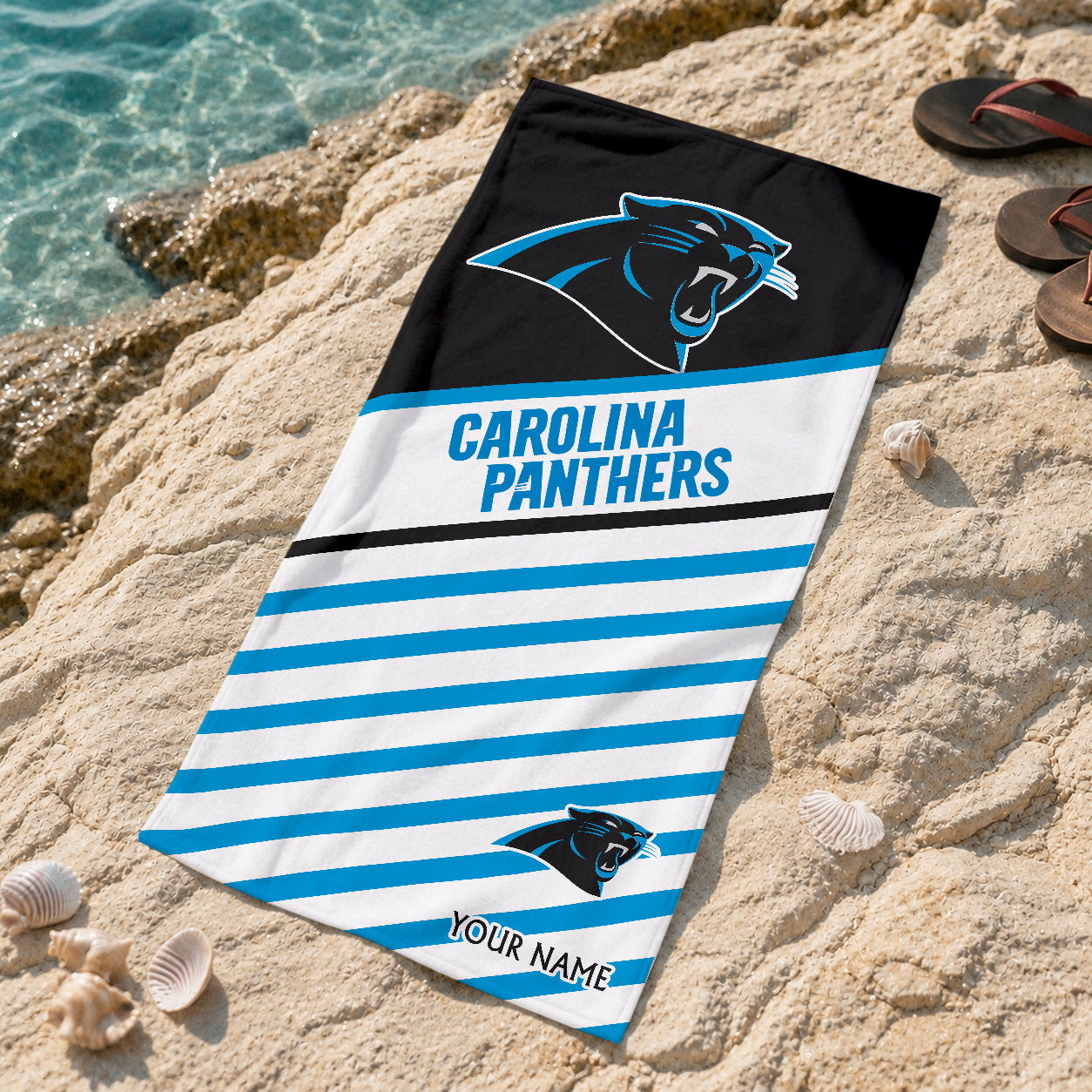 EXCLUSIVE EDITION - NEW CUSTOMIZED NFL23 CLP CAROLINA PANTHERS BEACH TOWEL