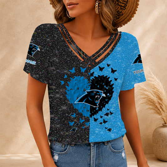 LIMITED EDITION - NEW CUSTOMIZED NFL23 CLP CAROLINA PANTHERS V-NECK SHIRT