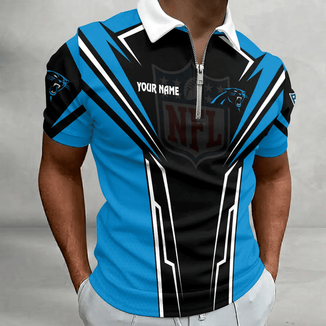 [SPECIAL OFFER] NEW CUSTOMIZED NFL23 CLP CAROLINA PANTHERS ZIP POLO SHIRT