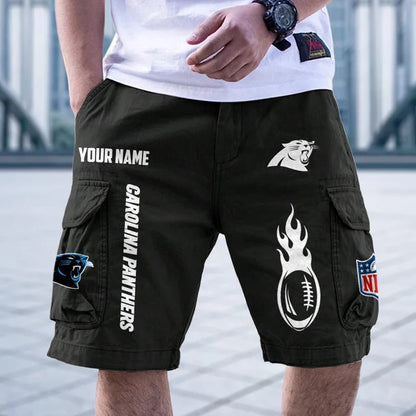 [SPECIAL OFFER] NEW CUSTOMIZED NFL23 CLP CAROLINA PANTHERS CARGO SHORTS