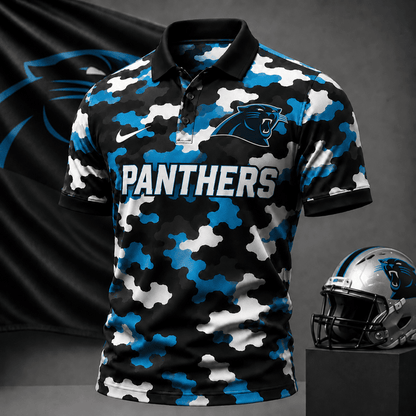 [SPECIAL OFFER] NEW CUSTOMIZED NFL23 CLP CAROLINA PANTHERS CAMO POLO SHIRT