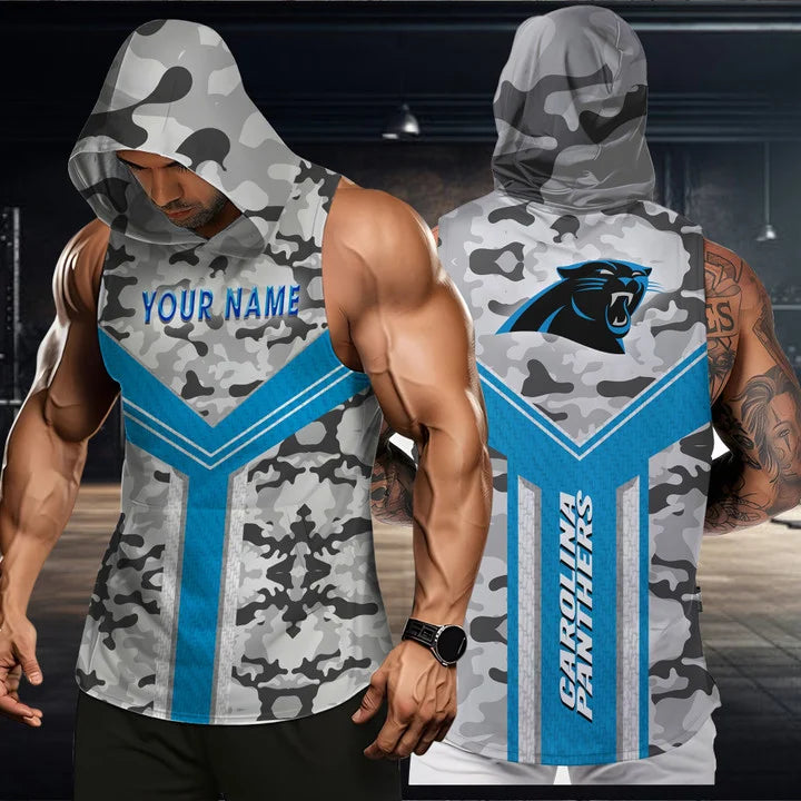 LIMITED EDITION - NEW CUSTOMIZED NFL23 CLP CAROLINA PANTHERS HOODED TANK TOP