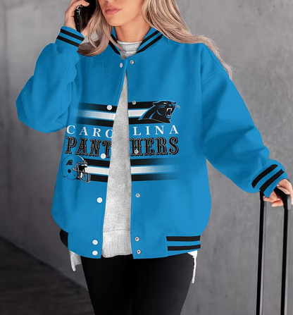 LIMITED EDITION - NEW CUSTOMIZED NFL23 CLP CAROLINA PANTHERS SATIN VARSITY & BASEBALL JACKET