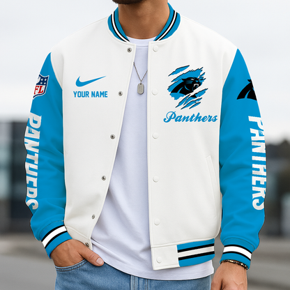 LIMITED EDITION - NEW CUSTOMIZED NFL23 CLP CAROLINA PANTHERS BASEBALL JACKET