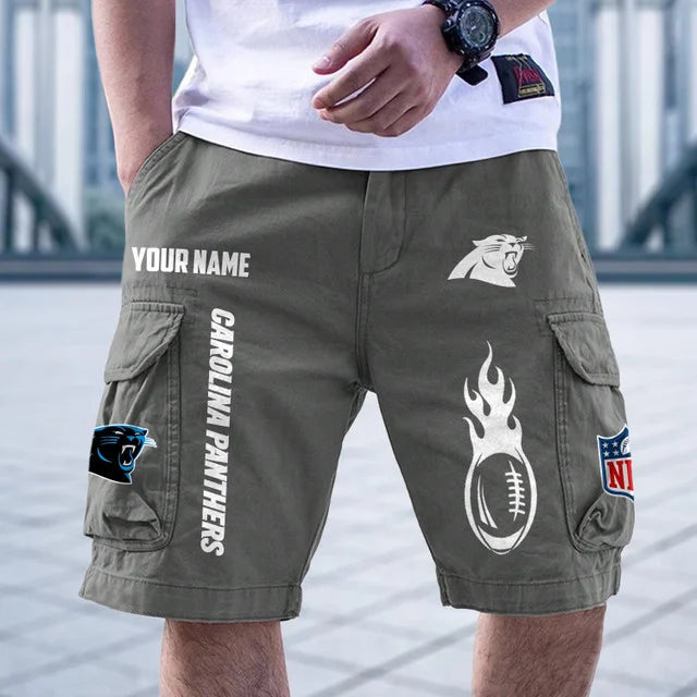 [SPECIAL OFFER] NEW CUSTOMIZED NFL23 CLP CAROLINA PANTHERS CARGO SHORTS
