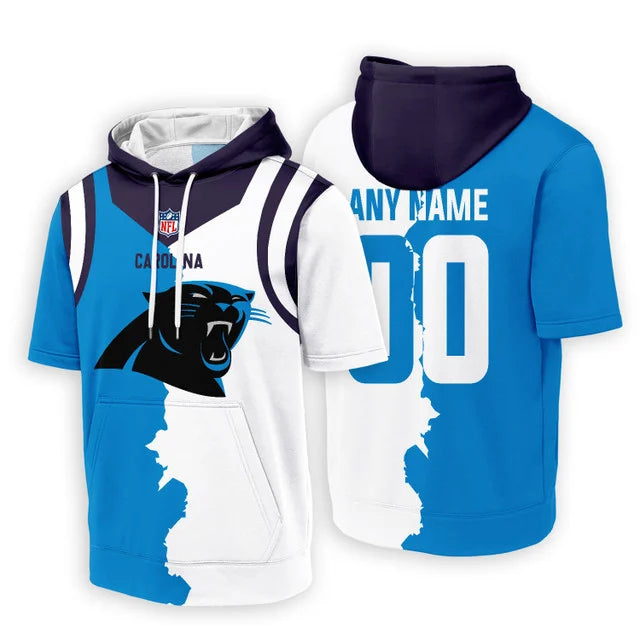 LIMITED EDITION - NEW CUSTOMIZED NFL23 CLP CAROLINA PANTHERS SHORT SLEEVE HOODIE T-SHIRT