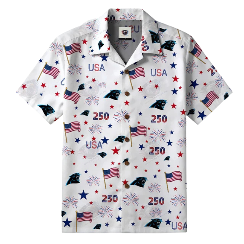 LIMITED EDITION - NEW CUSTOMIZED NFL23 CLP CAROLINA PANTHERS PATRIOTIC 250 USA HAWAIIAN SHIRT