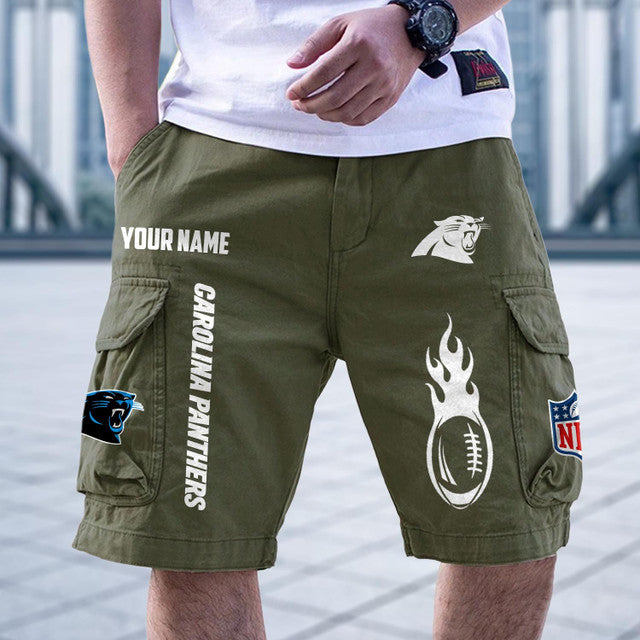 [SPECIAL OFFER] NEW CUSTOMIZED NFL23 CLP CAROLINA PANTHERS CARGO SHORTS