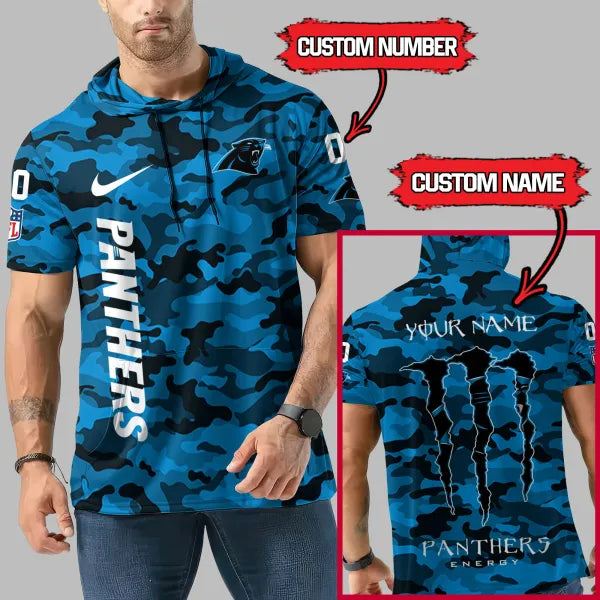 LIMITED EDITION - NEW CUSTOMIZED NFL23 CLP CAROLINA PANTHERS SHORT SLEEVE HOODIE