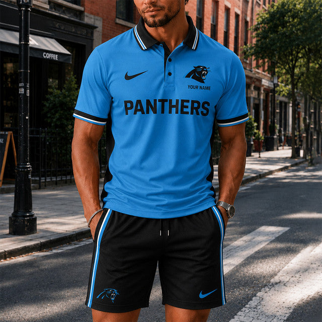 [SPECIAL OFFER] NEW CUSTOMIZED NFL23 CLP CAROLINA PANTHERS POLO SHIRT & SHORT PANTS