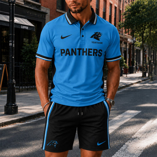 [SPECIAL OFFER] NEW CUSTOMIZED NFL23 CLP CAROLINA PANTHERS POLO SHIRT & SHORT PANTS