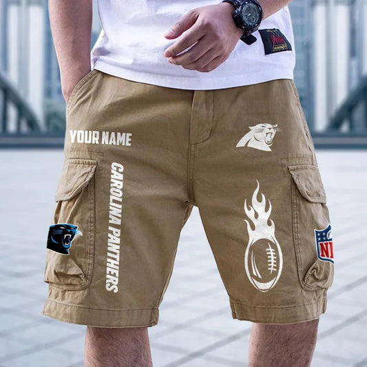 [SPECIAL OFFER] NEW CUSTOMIZED NFL23 CLP CAROLINA PANTHERS CARGO SHORTS