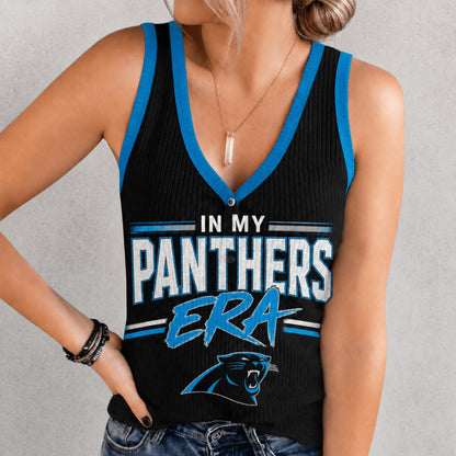 [SPECIAL OFFER] NEW CUSTOMIZED NFL23 CLP CAROLINA PANTHERS WOMEN'S V-NECK TANK TOP
