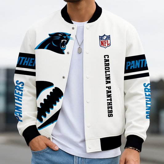 LIMITED EDITION - NEW CUSTOMIZED NFL23 CLP CAROLINA PANTHERS BASEBALL JACKET