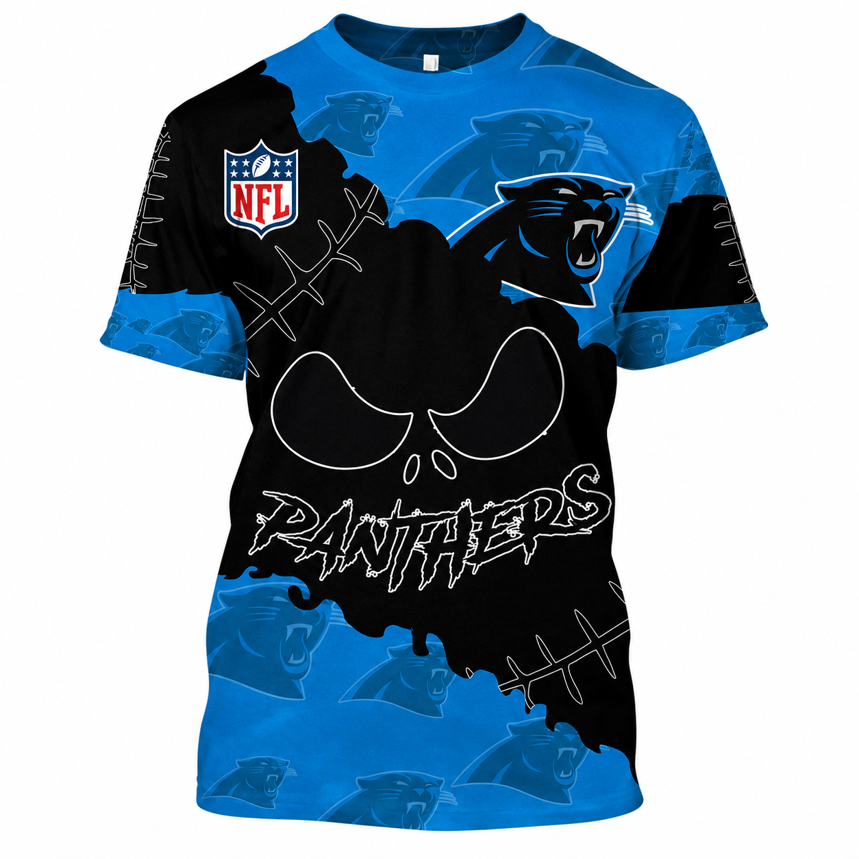 LIMITED EDITION - NEW CUSTOMIZED NFL23 CLP CAROLINA PANTHERS HALLOWEEN SKULL APPAREL FOR FANS