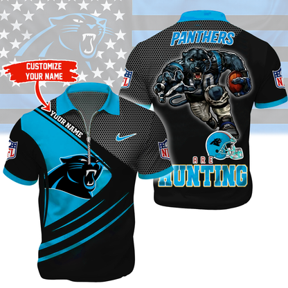 LIMITED EDITION - NEW CUSTOMIZED NFL23 CLP CAROLINA PANTHERS HARLEY-DAVIDSON POLO WITH ZIPPER SHIRT