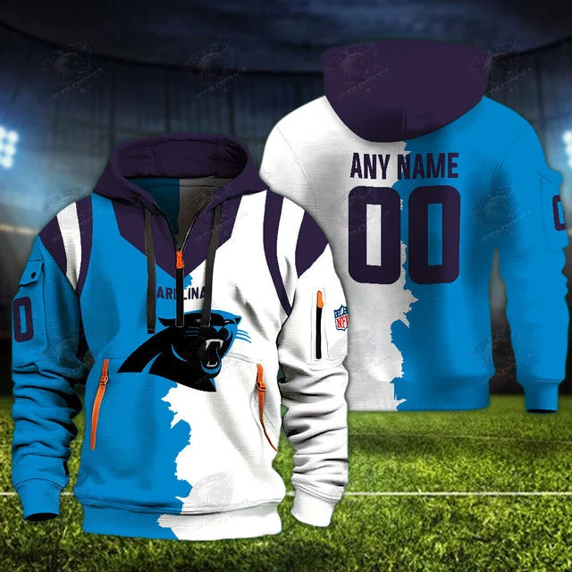 [SPECIAL OFFER] NEW CUSTOMIZED NFL23 CLP CAROLINA PANTHERS QUARTER ZIP HOODIE