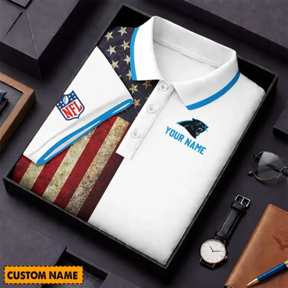 [SPECIAL OFFER] NEW CUSTOMIZED NFL23 CLP CAROLINA PANTHERS US FLAG POLO SHIRT