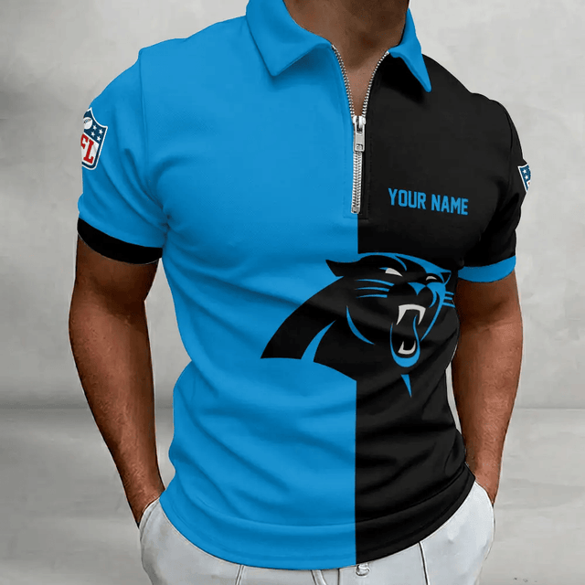 [SPECIAL OFFER] NEW CUSTOMIZED NFL23 CLP CAROLINA PANTHERS ZIP POLO SHIRT