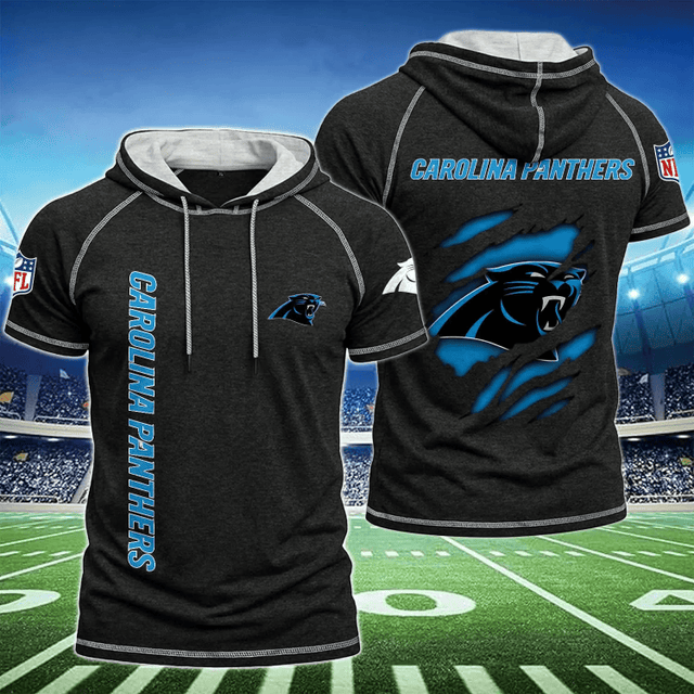 [SPECIAL OFFER] NEW CUSTOMIZED NFL23 CLP CAROLINA PANTHERS SHORT SLEEVE HOODIE