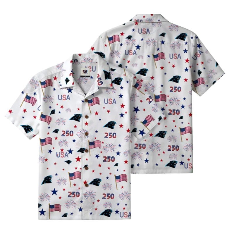 LIMITED EDITION - NEW CUSTOMIZED NFL23 CLP CAROLINA PANTHERS PATRIOTIC 250 USA HAWAIIAN SHIRT
