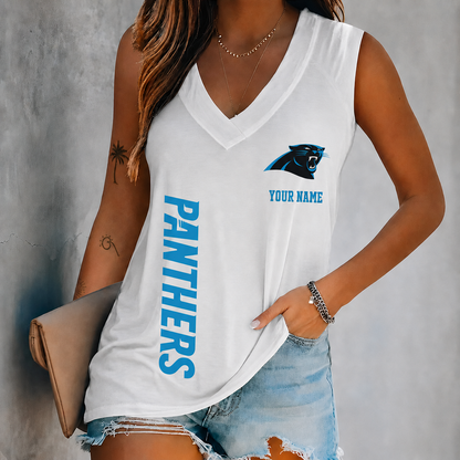 LIMITED EDITION - NEW CUSTOMIZED NFL23 CLP CAROLINA PANTHERS WOMEN'S V-NECK TANK TOP