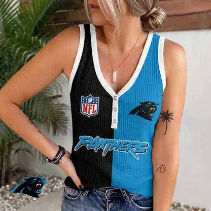 [SPECIAL OFFER] NEW CUSTOMIZED NFL23 CLP CAROLINA PANTHERS WOMEN'S V-NECK TANK TOP