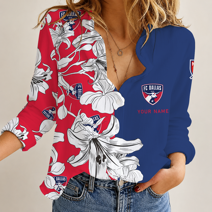 [FAN EXCLUSIVE] NEW CUSTOMIZED MLS23 FCD FC DALLAS WOMEN CASUAL SHIRT