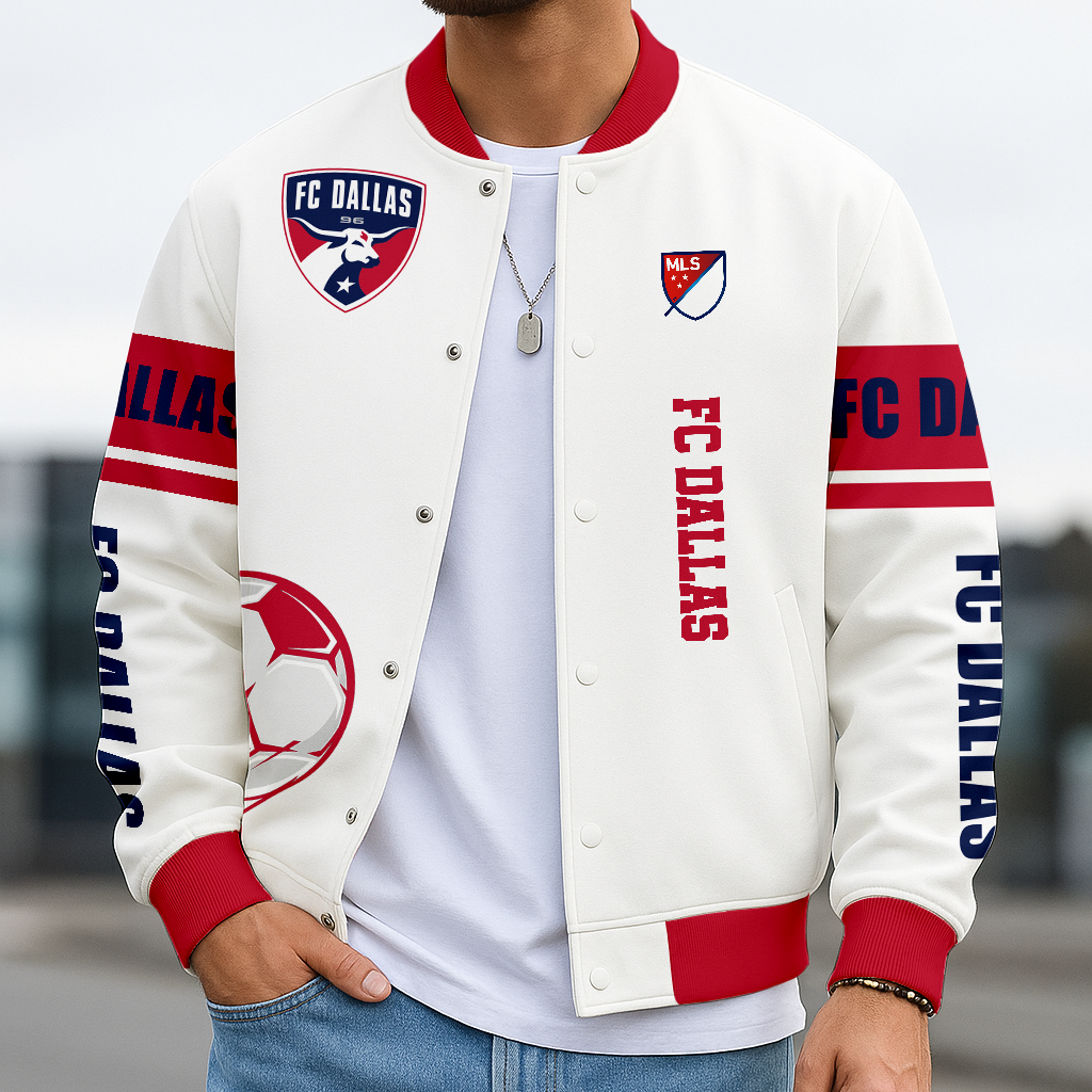 TOP SELLING - NEW CUSTOMIZED MLS23 FCD DALLAS SATIN VARSITY & BASEBALL JACKET
