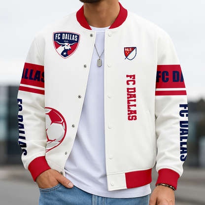 TOP SELLING - NEW CUSTOMIZED MLS23 FCD DALLAS SATIN VARSITY & BASEBALL JACKET