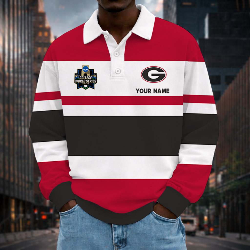 LIMITED EDITION - NEW CUSTOMIZED NCAA CWS23 GEB GEORGIA BULLDOGS UNISEX LONG SLEEVE POLO