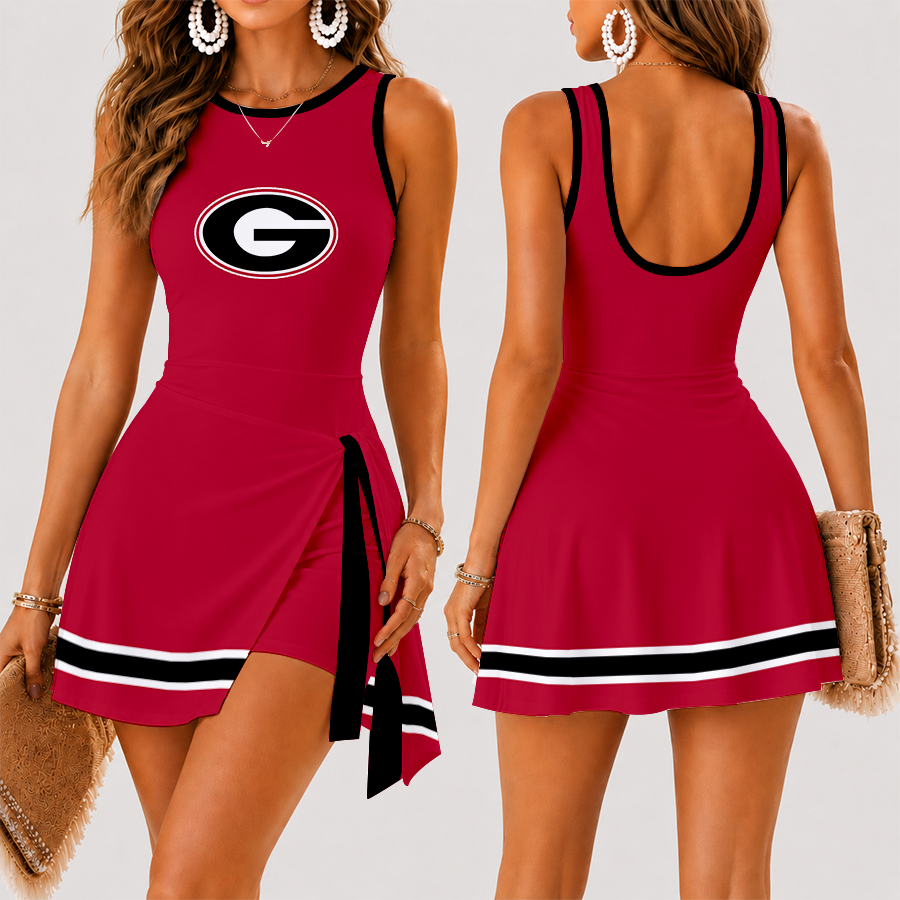 [FAN FAVORITE] NEW CUSTOMIZED NCAA FBS06 GEB GEORGIA BULLDOGS WOMEN'S SUMMER SKORT DRESS