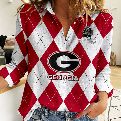 LIMITED DROP - NEW CUSTOMIZED | NCAA CWS23 GEB GE BULLGOGS WOMEN CASUAL SHIRT FOR FAN