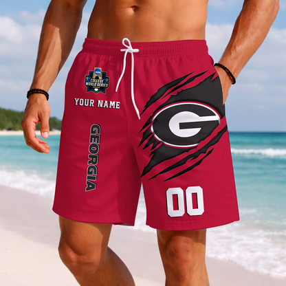 LIMITED EDITION - NEW CUSTOMIZED NCAA CWS23 GEB GEORGIA BULLDOGS SHORT PANTS