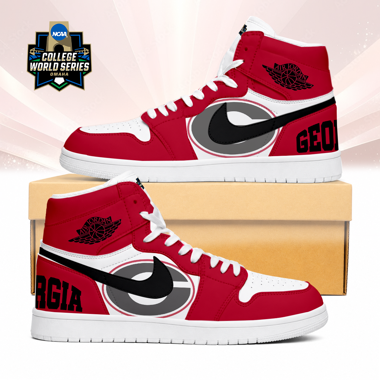 LIMITED EDITION - NEW CUSTOMIZED NCAA CWS23 GEB GEORGIA BULLDOGS AIR JORDAN SNEAKERS