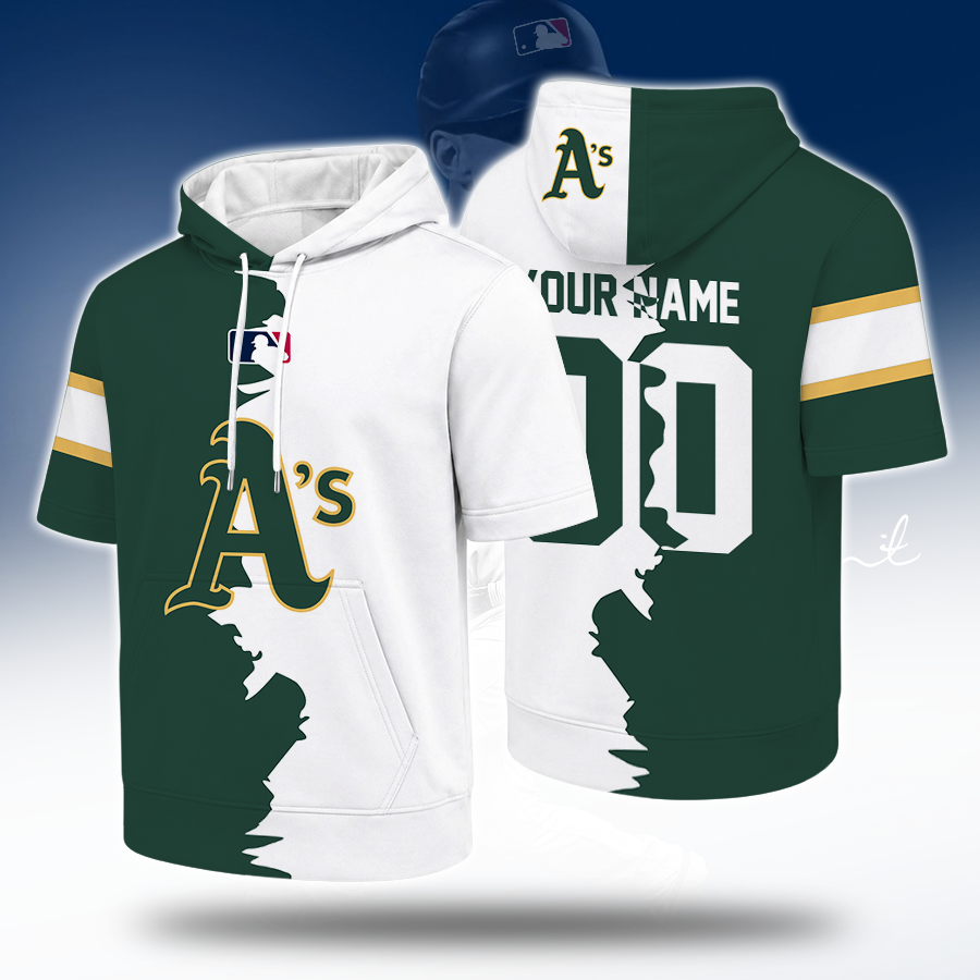 LIMITED EDITION - NEW CUSTOMIZED MLB23 OAS OAKLAND ATHLETICS SHORT SLEEVE HOODIE