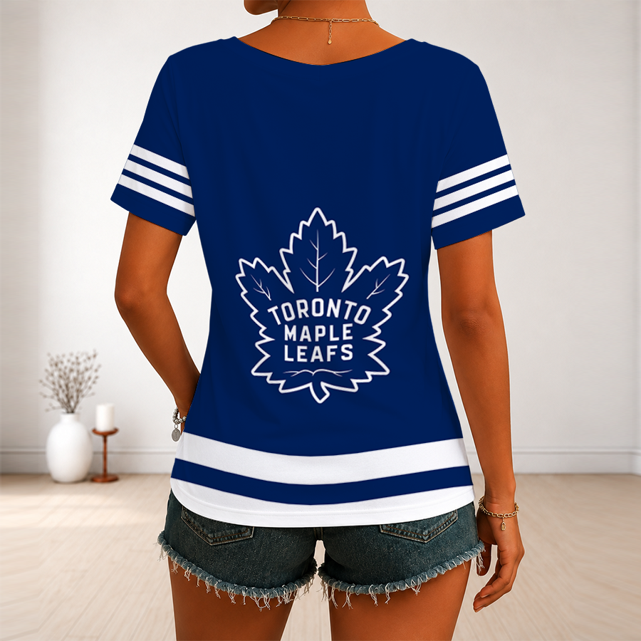 [SUPER SALE] NEW CUSTOMIZED NHL23 TML TORONTO MAPLE LEAFS V-NECK FEMALE SHIRT