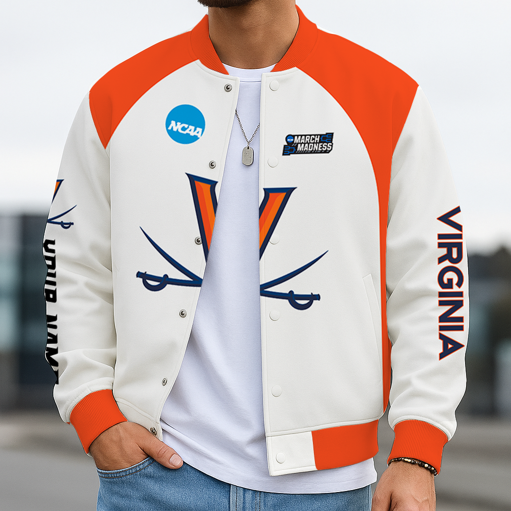 LIMITED EDITION - NEW CUSTOMIZED NCAA MAM23 VIC VIRGINIA CAVALIERS BASEBALL JACKET, SATIN VARSITY JACKET