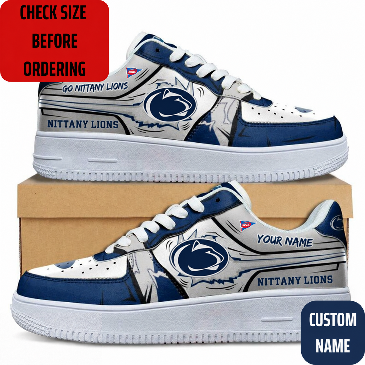VIRAL EDITION - NEW CUSTOMIZED NCAA FBS23 PNL PENN STATE NITTANY LIONS AF1 SHOES