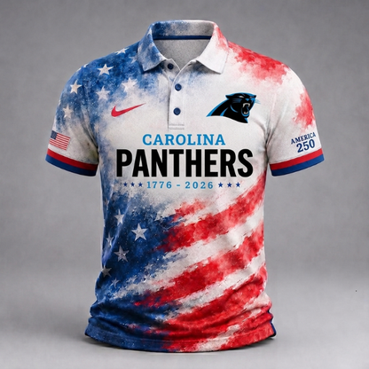 MEGA SALE - NEW CUSTOMIZED NFL23 CLP CAROLINA PANTHERS USA 250TH ANNIVERSARY POLO SHIRT, ZIP POLO SHIRT & T-SHIRTS