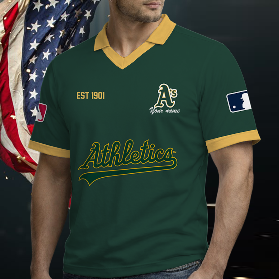 [FLASH SALE] NEW CUSTOMIZED MLB23 OAS OAKLAND ATHLETICS POLO SHIRT