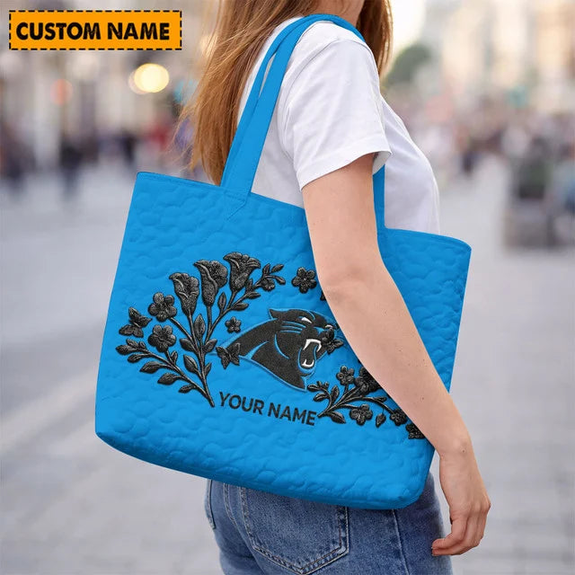 ELITE EDITION - NEW CUSTOMIZED NFL23 CLP CAROLINA PANTHERS QUILTED TOTE BAG