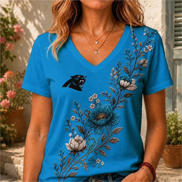 ELITE EDITION - NEW CUSTOMIZED NFL23 CLP CAROLINA PANTHERS V-NECK FEMALE SHIRT
