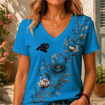 ELITE EDITION - NEW CUSTOMIZED NFL23 CLP CAROLINA PANTHERS V-NECK FEMALE SHIRT