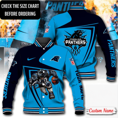 EXCLUSIVE EDITION - NEW CUSTOMIZED NFL23 CLP CAROLINA PANTHERS SATIN VARSITY & BASEBALL JACKET