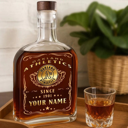 LIMITED EDITION - NEW CUSTOMIZED MLB23 OAS OAKLAND ATHLETICS LUXURY WHISKEY BOTTLE 450ML