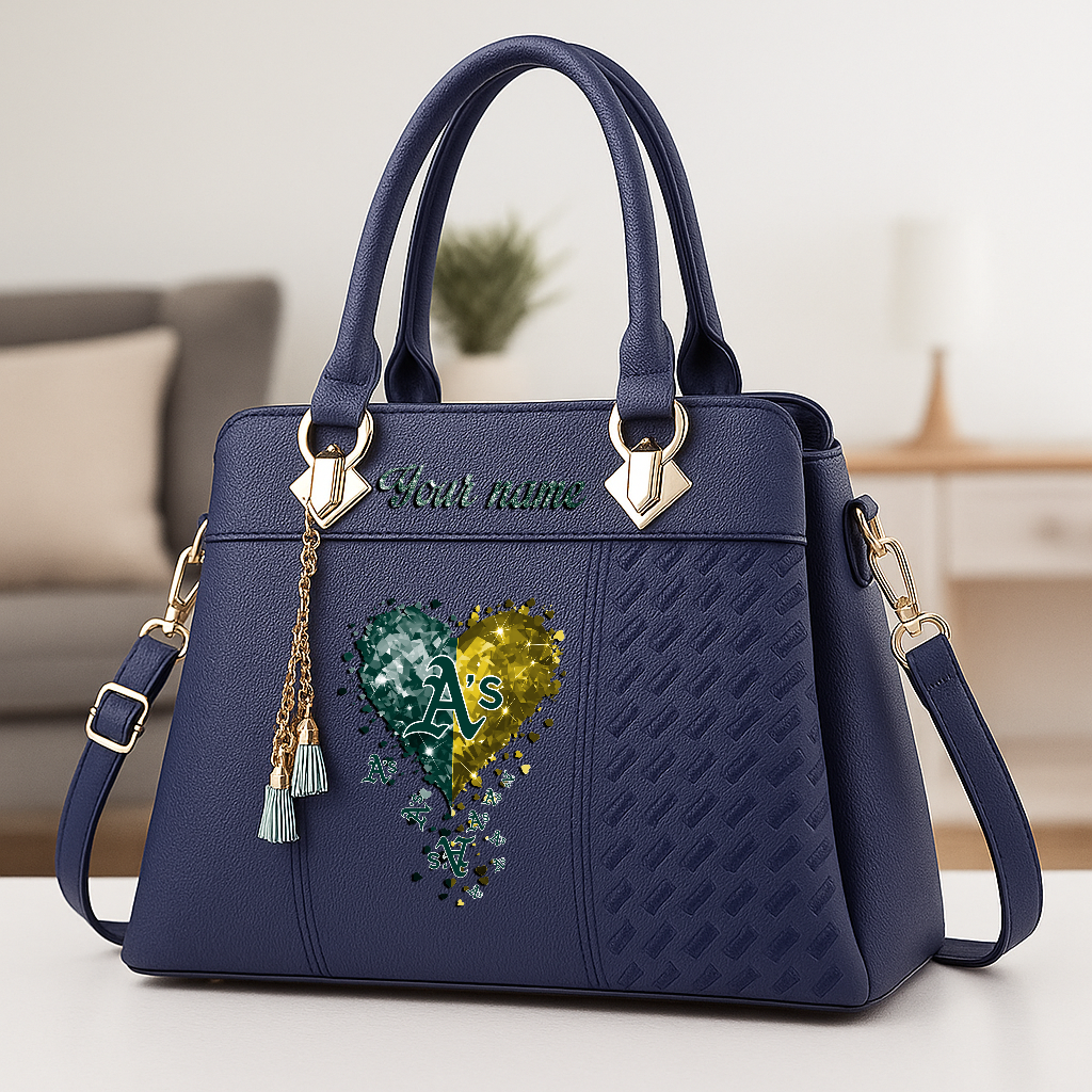 LIMITED EDITION - NEW CUSTOMIZED MLB23 OAS OAKLAND ATHLETICS ZIP HANDBAG MULTICOLOR
