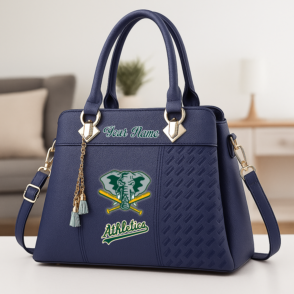 LIMITED EDITION - NEW CUSTOMIZED MLB23 OAS OAKLAND ATHLETICS ZIP HANDBAG MULTICOLOR